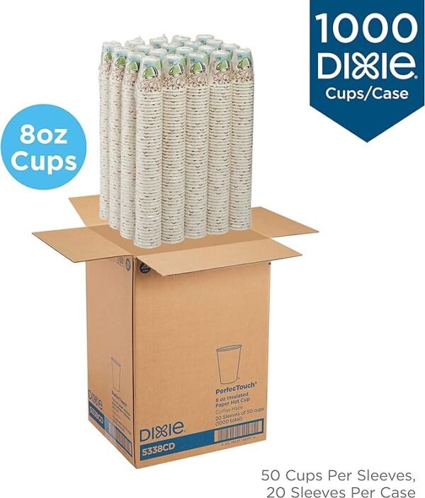 Dixie 5338CD PerfecTouch Hot Cups, Paper, 8oz, Coffee Haze (Case of 1000)