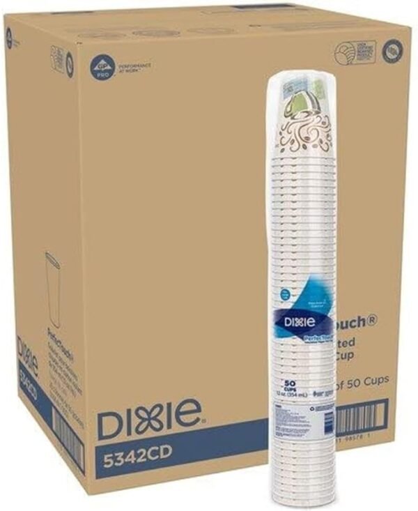 Dixie PerfecTouch 12oz Insulated Paper Hot Cup by GP PRO (Georgia-Pacific), Fits Large Lids, Coffee Haze, 5342CD, 1000 Count (50 Cups Per Pack, 20 Packs Per Case)