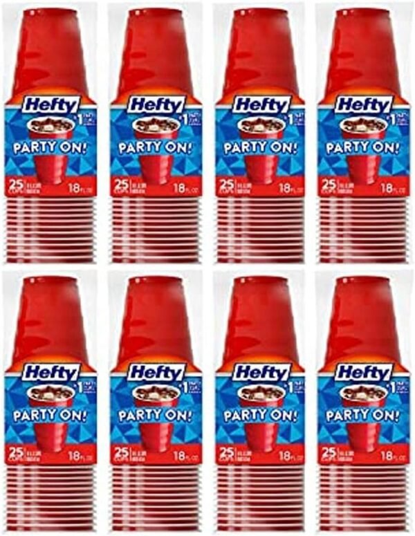 Hefty Party On Disposable Plastic Cups, Red, 18 Ounce 200 count