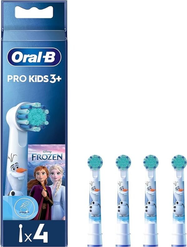 Oral-B Pro Kids Electric Toothbrush Head, With Disney Frozen Characters, Extra Soft Bristles, For Ages 3+, Pack of 4 Toothbrush Heads, White