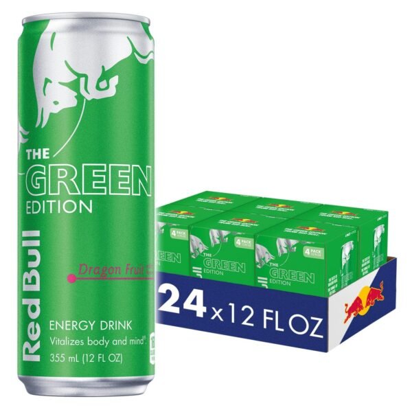 Red Bull Green Edition Dragon Fruit Energy Drink, 12 Fl Oz, 24 Cans (6 Packs of 4)