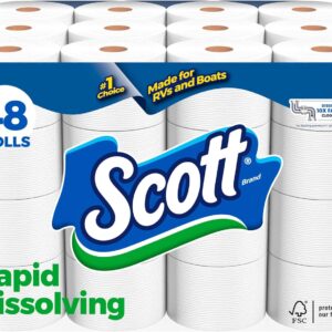 Scott Rapid-Dissolving Toilet Paper, 8 Double Rolls, Septic-Safe, Toilet Paper
